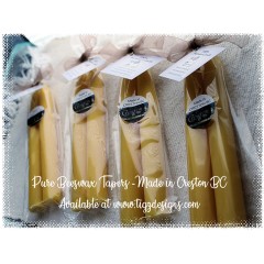 100% Pure Beeswax 8" Tapers (2) - Made in Creston BC